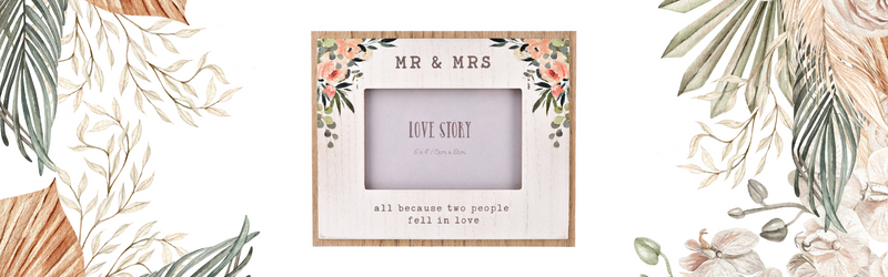 Mr and Mrs Wedding Floral Photo Frame - Wedding Gift Idea
